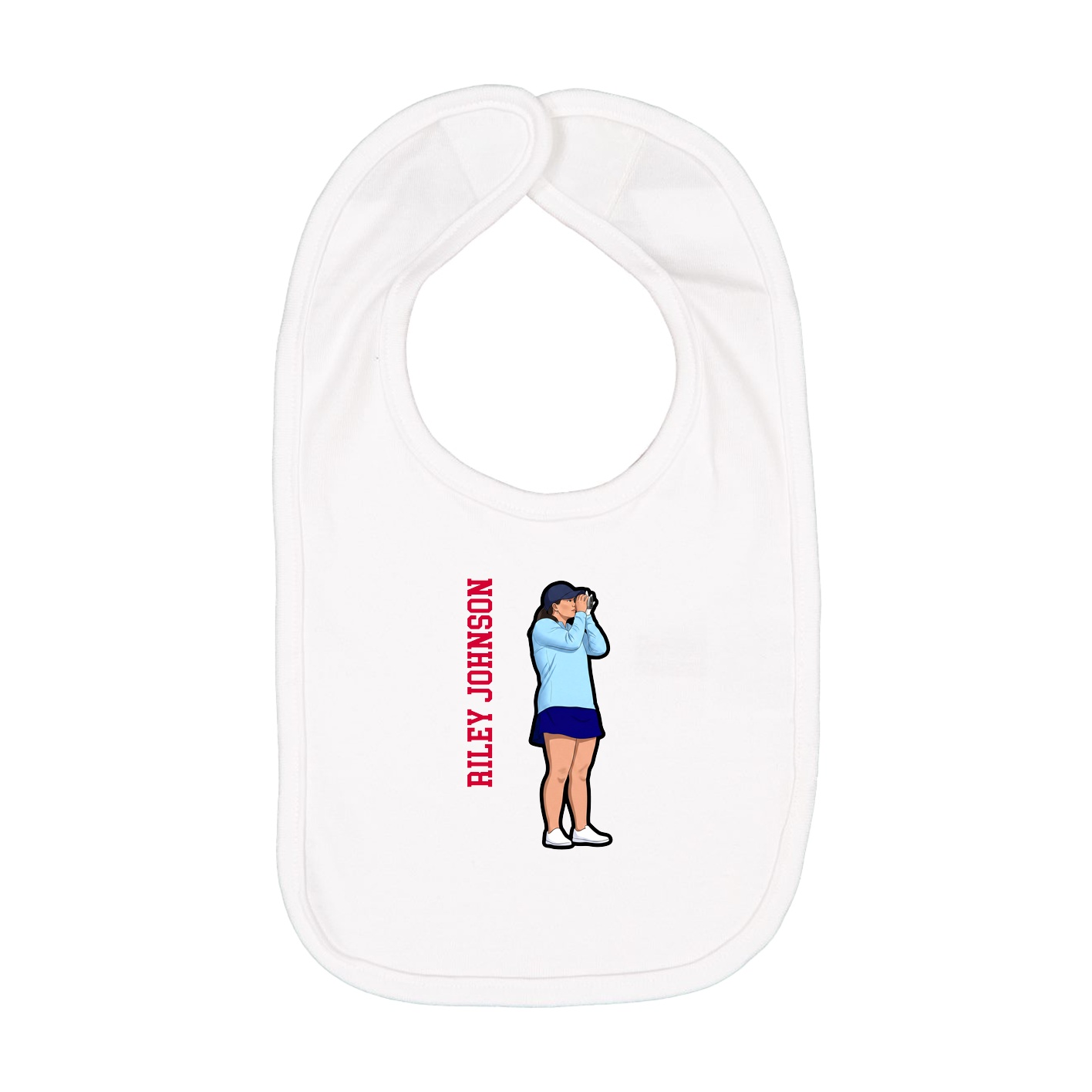 Infant Bib — Name Vertical in White