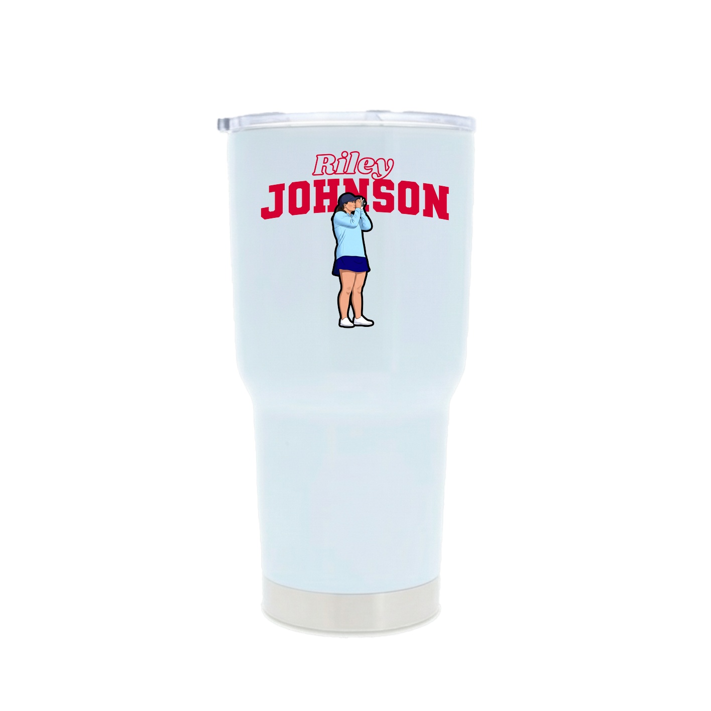 30oz Stainless Steel Tumbler — Name Arch in White