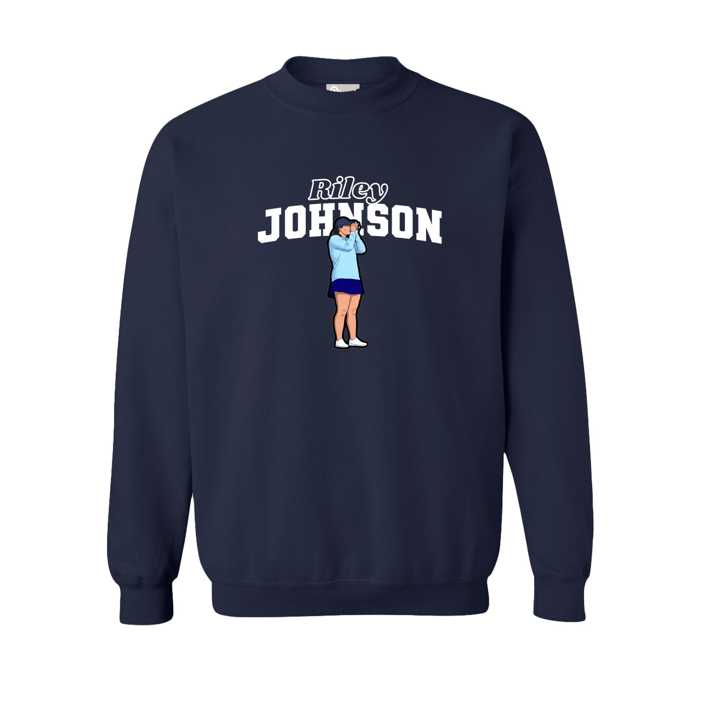 Fleece Crew — Name Arch in Navy