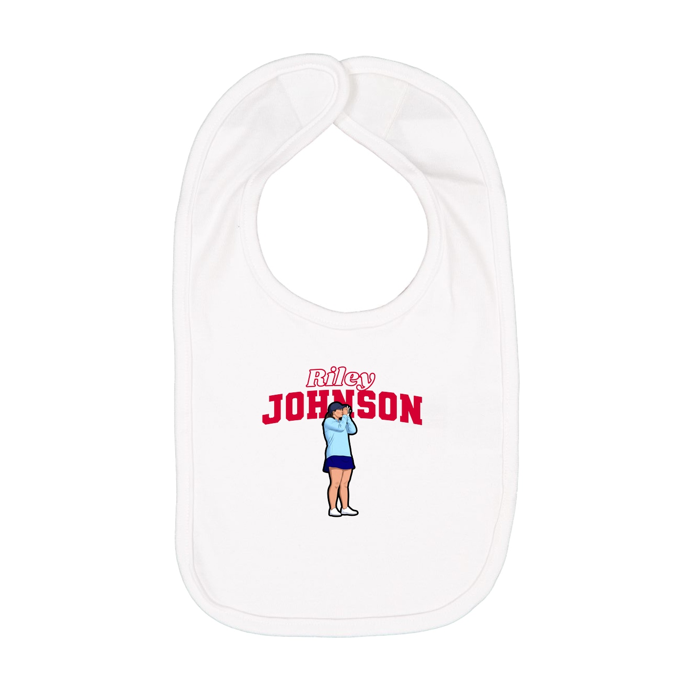 Infant Bib — Name Arch in White