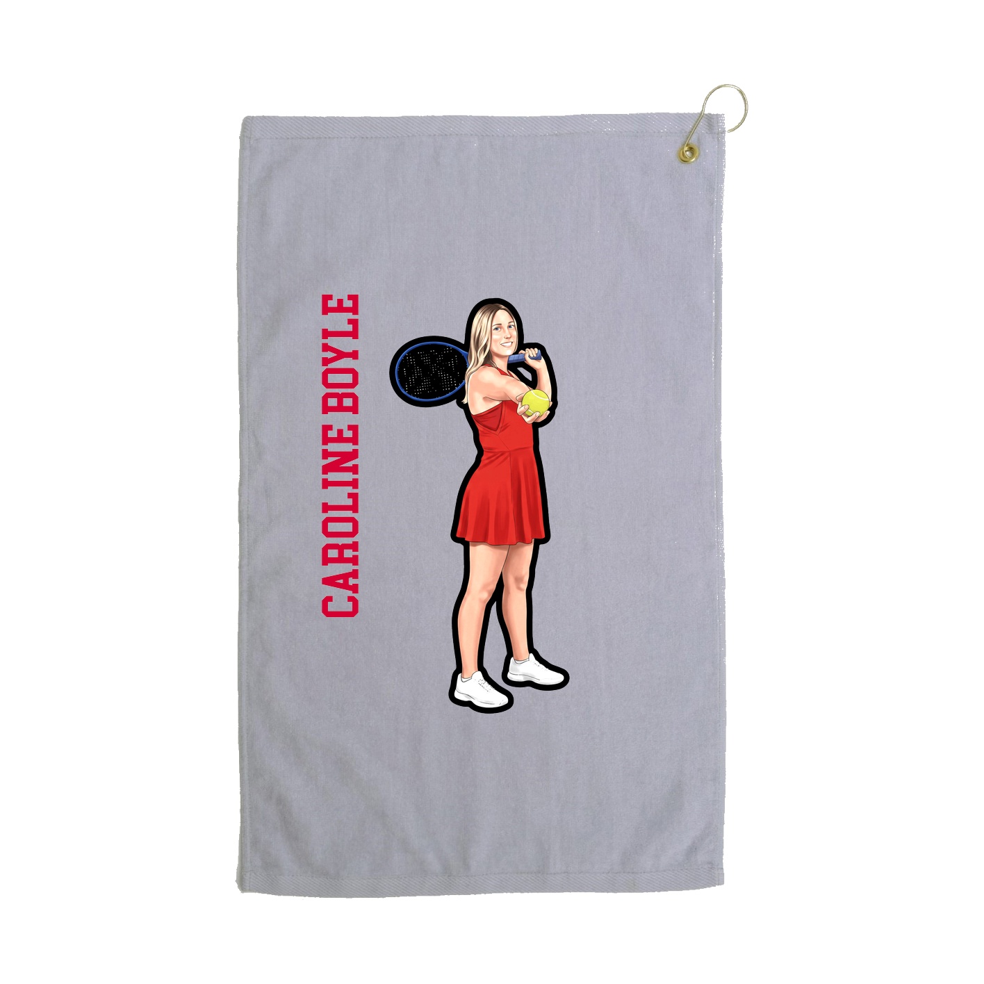 Golf Towel — Name Vertical in Grey