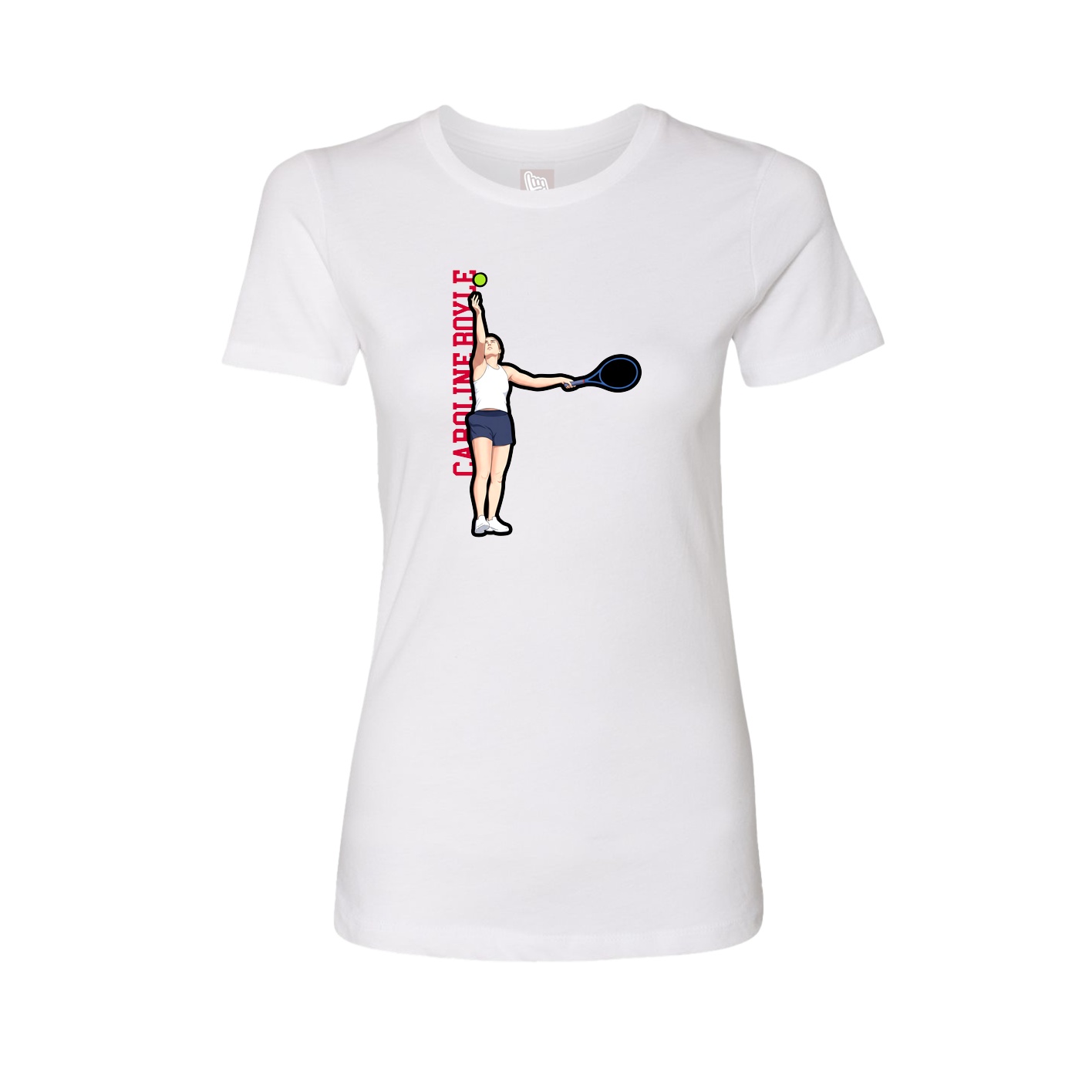 Fitted Women's Tee — Name Vertical in White