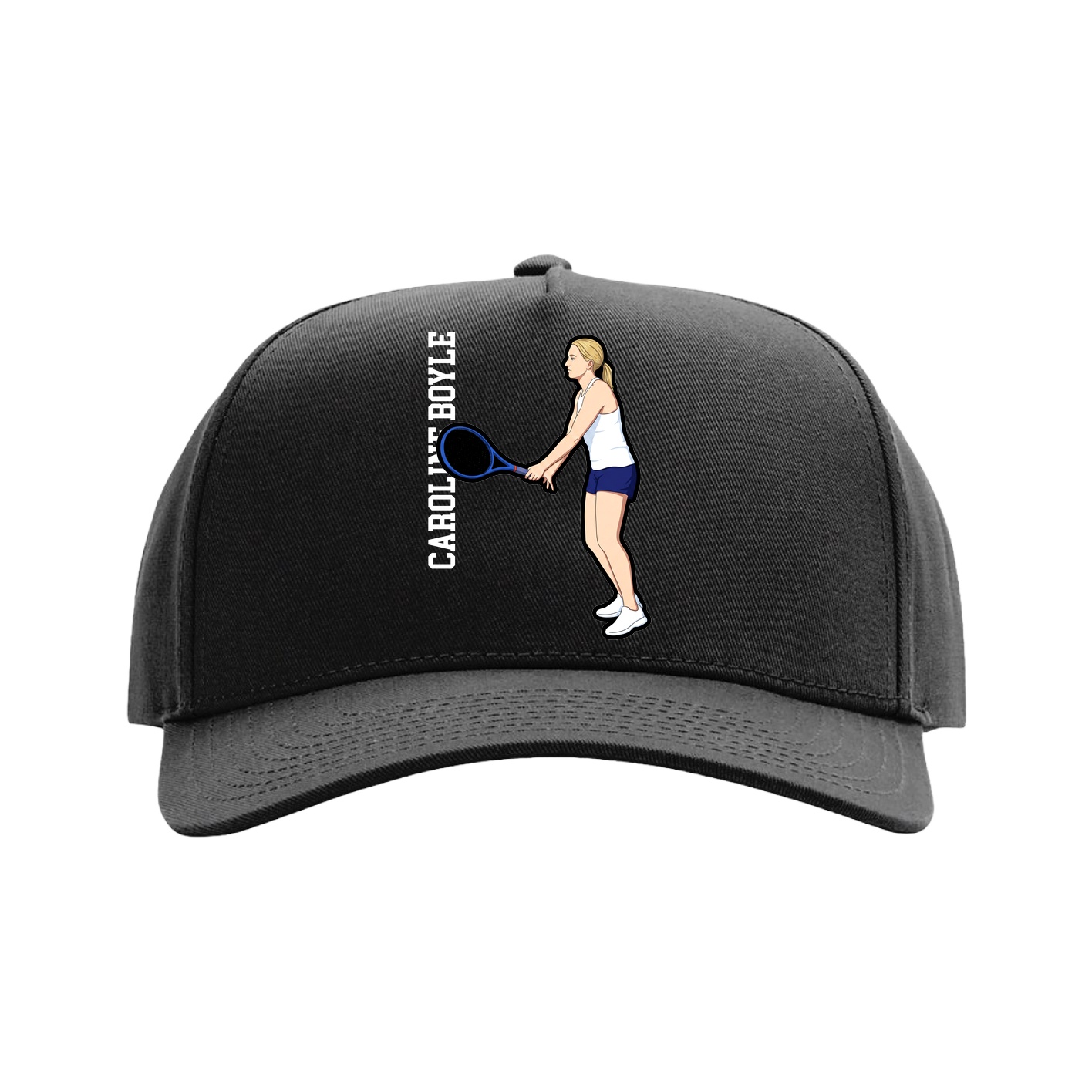 Full Fabric Five-Panel Champ Cap — Name Vertical in Black