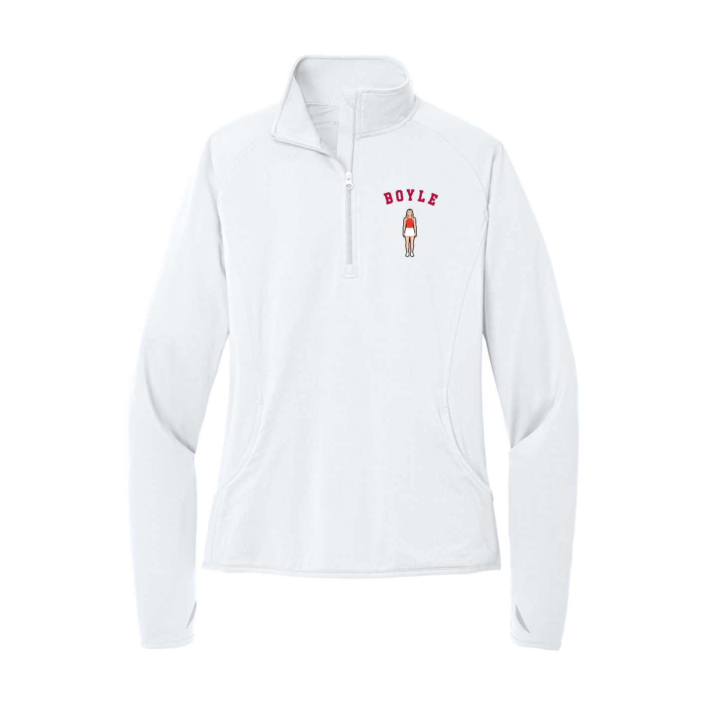 Women's Q-Zip Pullover — Shirsey Arch in White