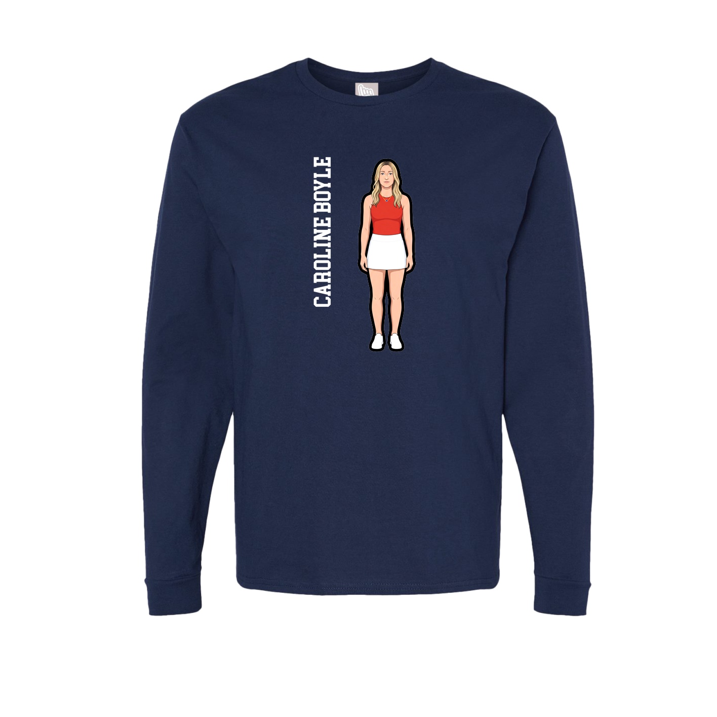 Long Sleeve Tee — Name Vertical in Navy