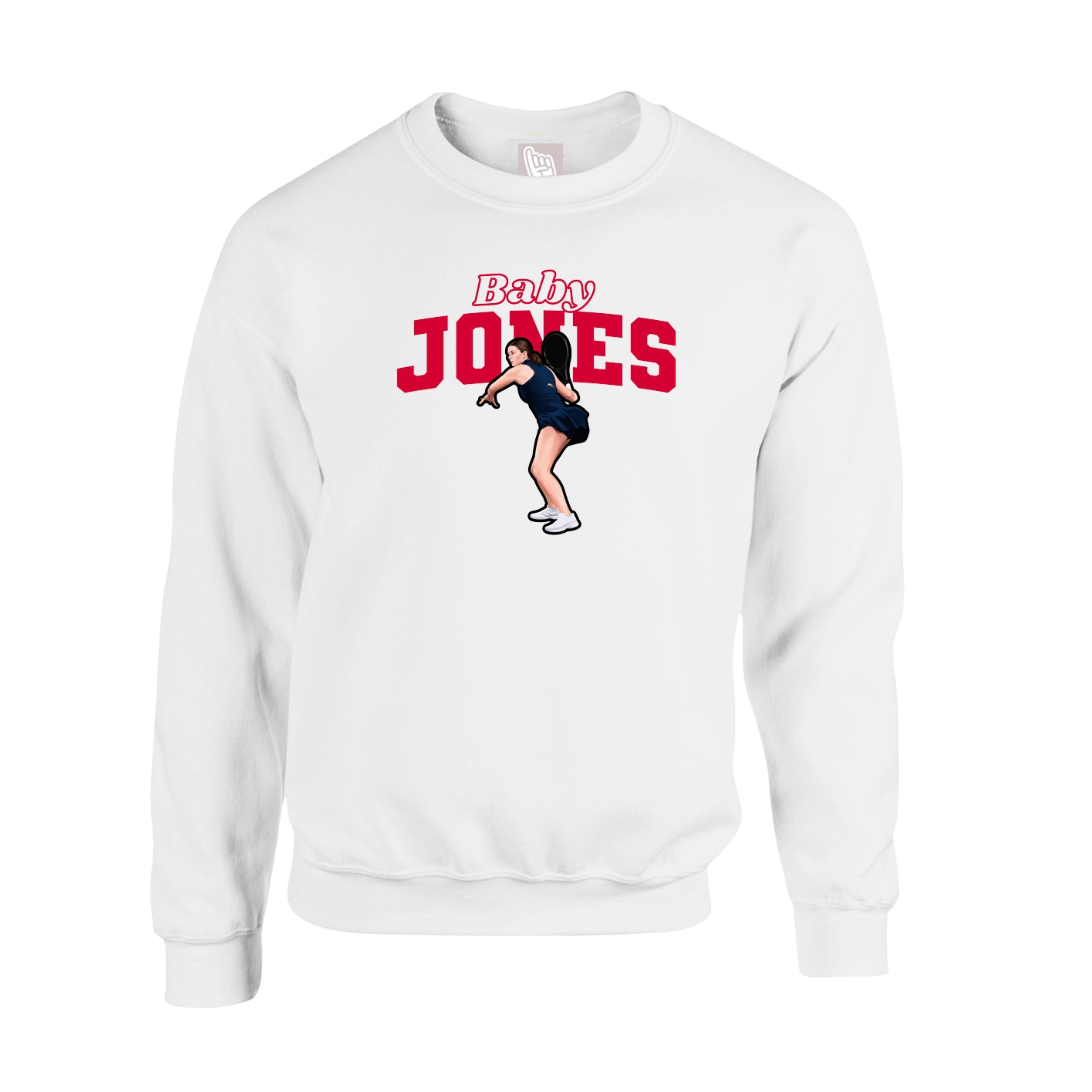Fleece Crew — Name Arch in White