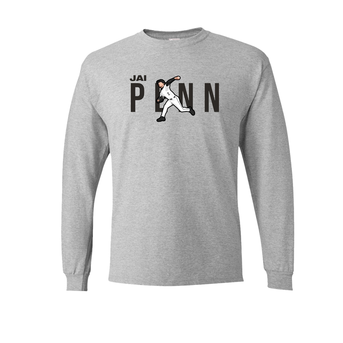 Long Sleeve Tee — Player Name in Grey