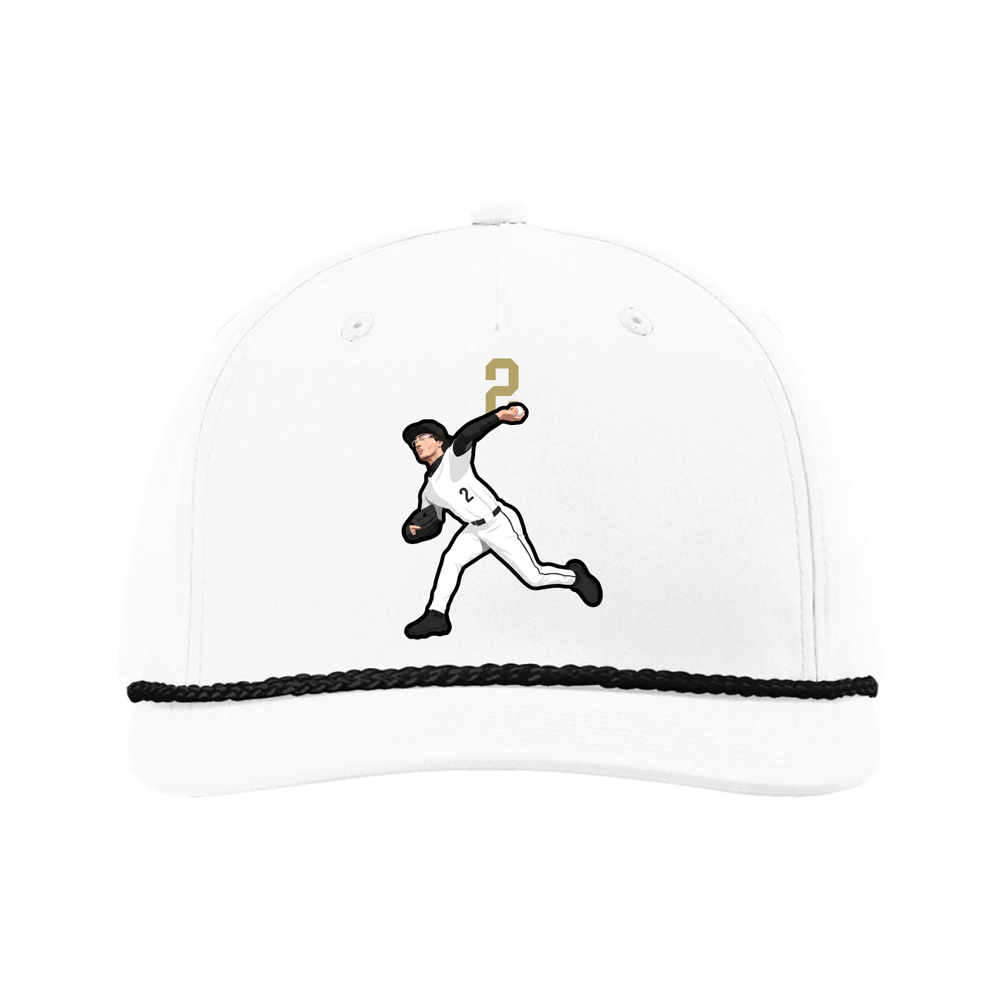 Five-Panel Classic Rope Cap — Number Top in White