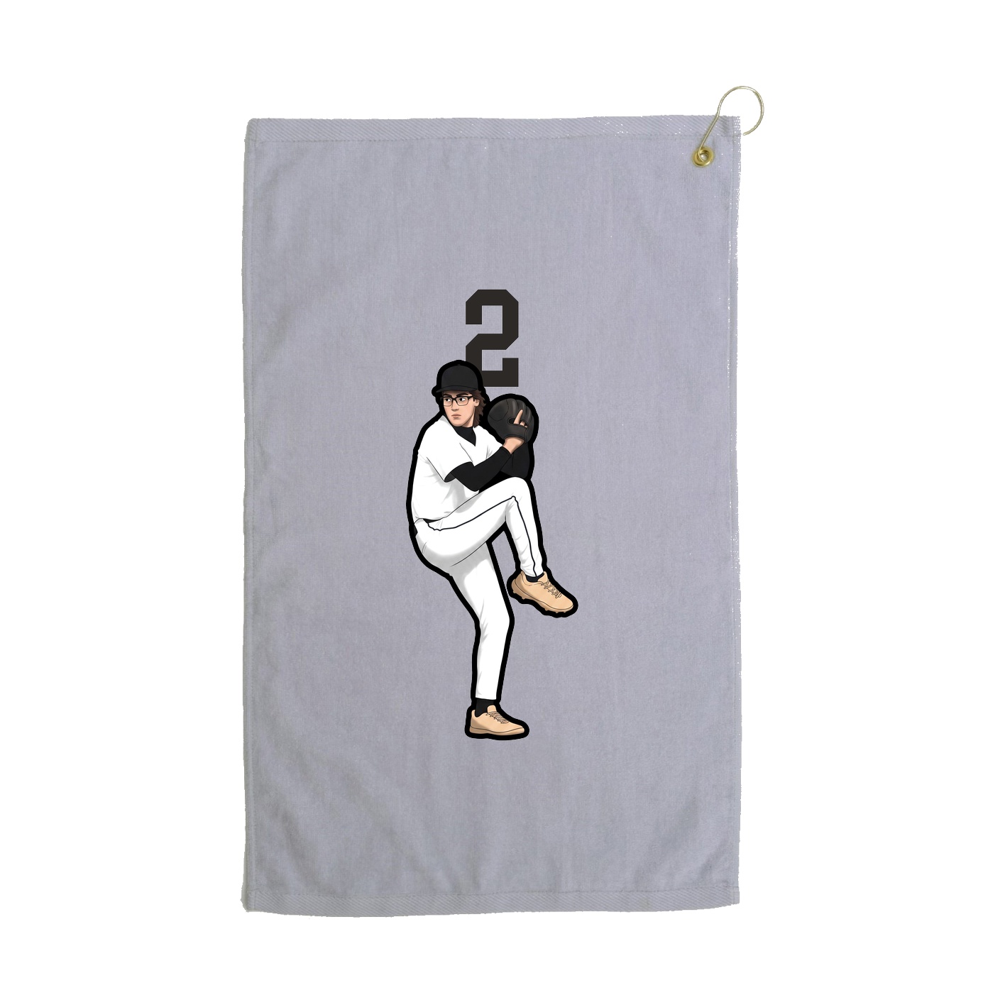Golf Towel — Number Top in Grey