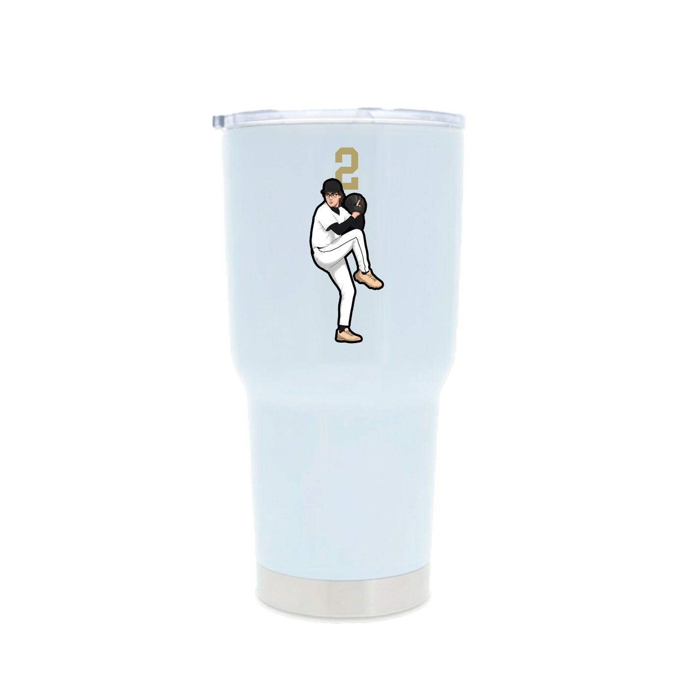 30oz Stainless Steel Tumbler — Number Top in White
