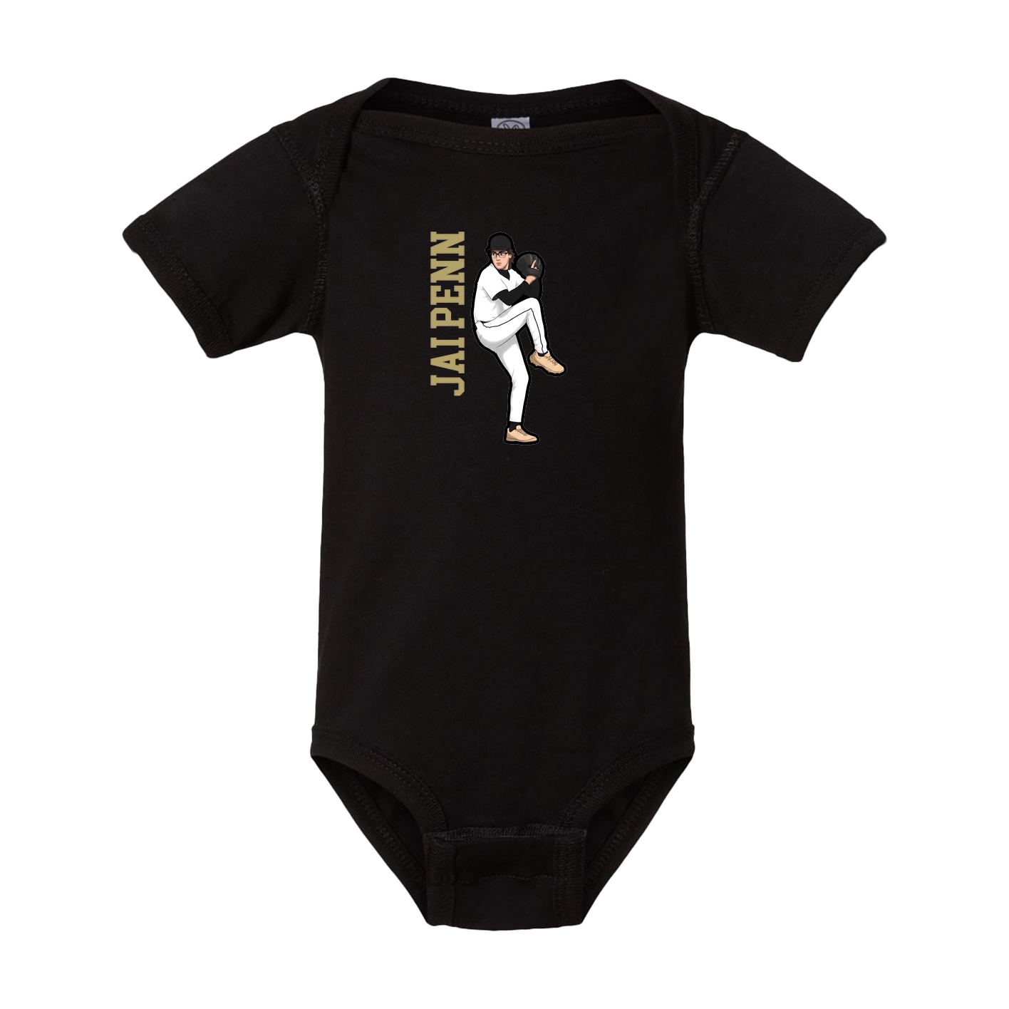 Baby Onesie — Name Vertical in Black