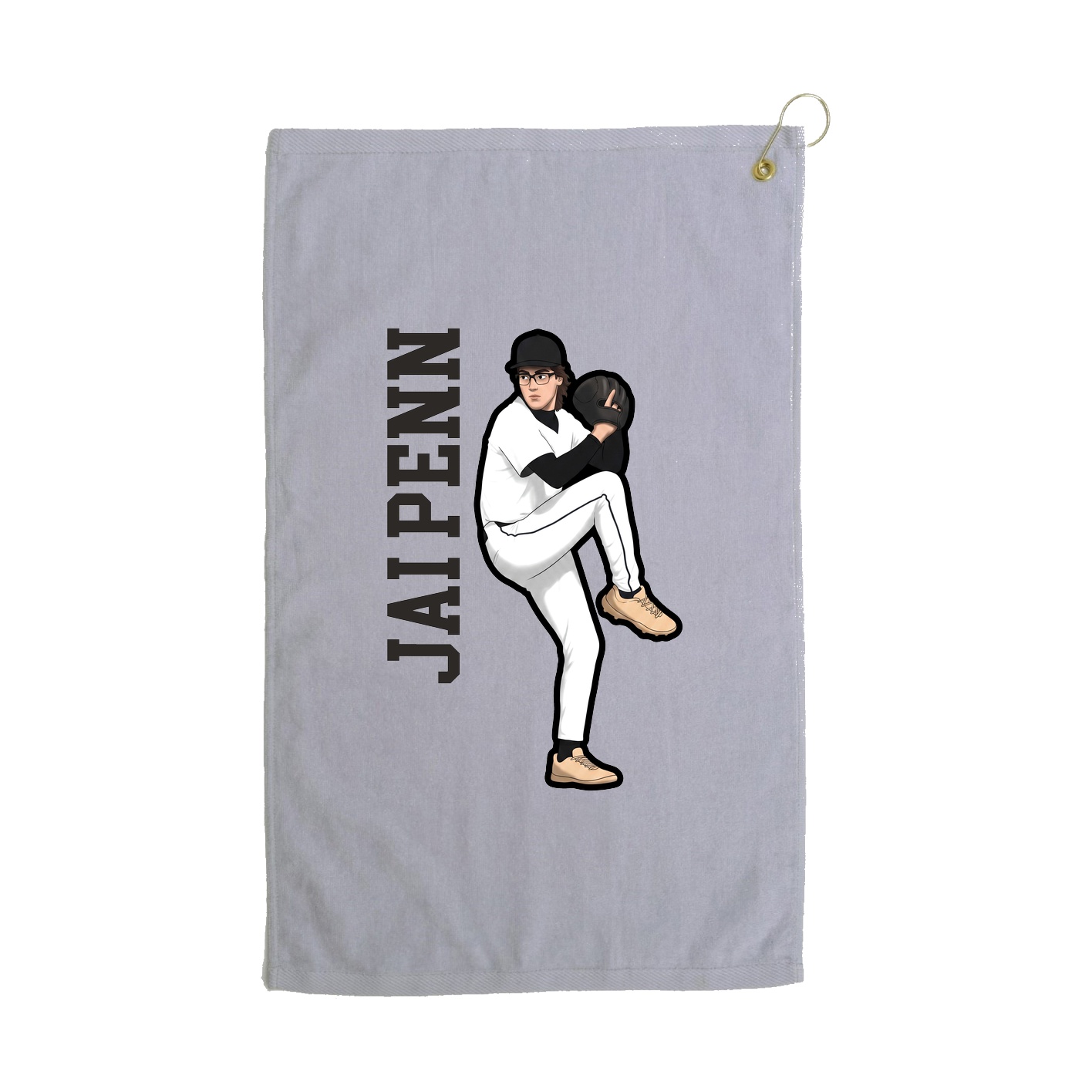 Golf Towel — Name Vertical in Grey
