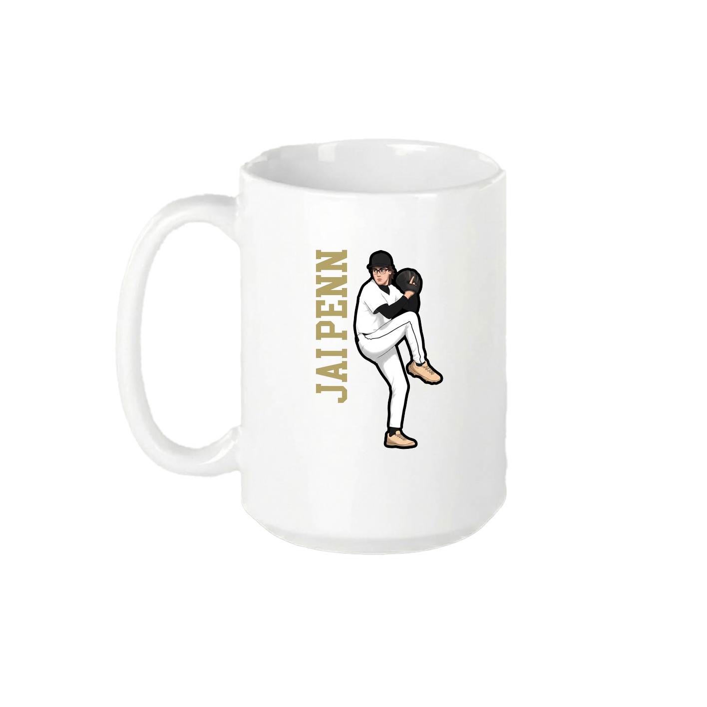 15oz Coffee Mug — Name Vertical in White