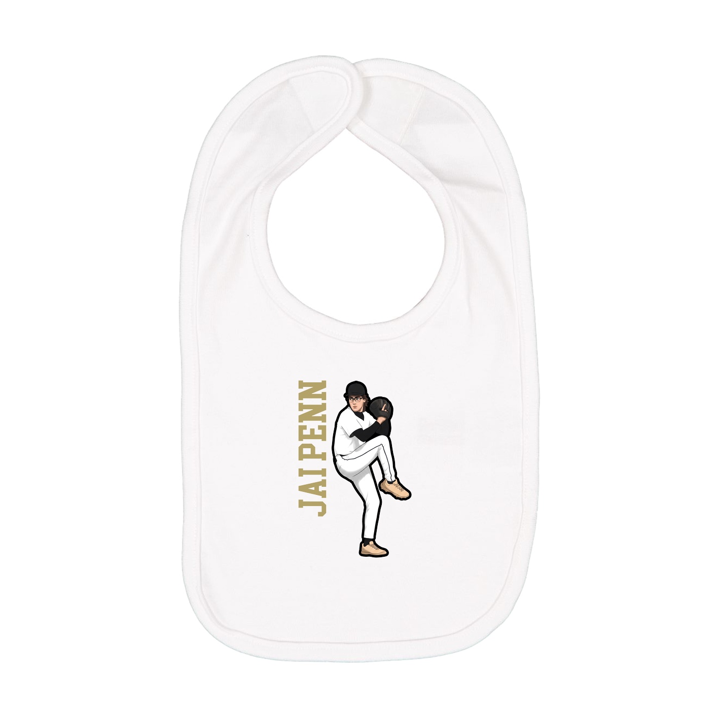 Infant Bib — Name Vertical in White