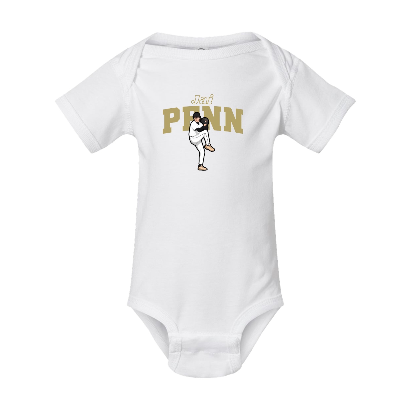 Baby Onesie — Name Arch in White