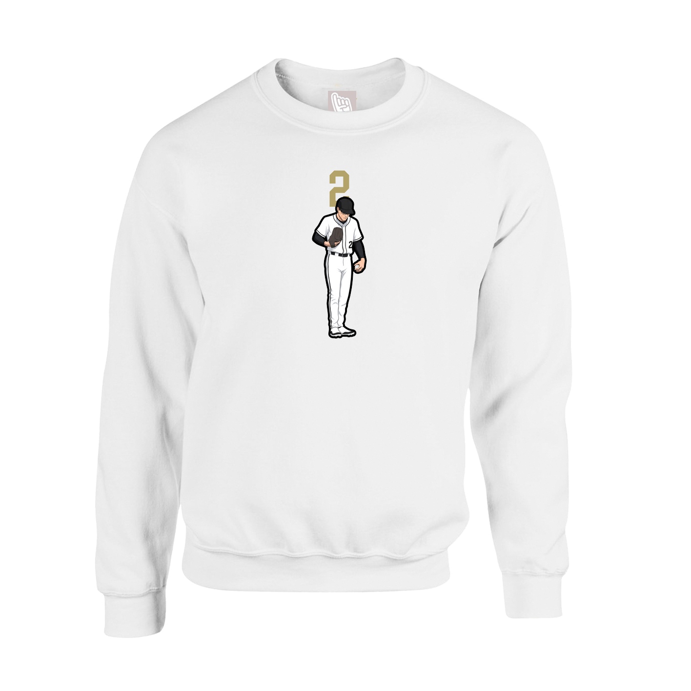 Fleece Crew — Number Top in White