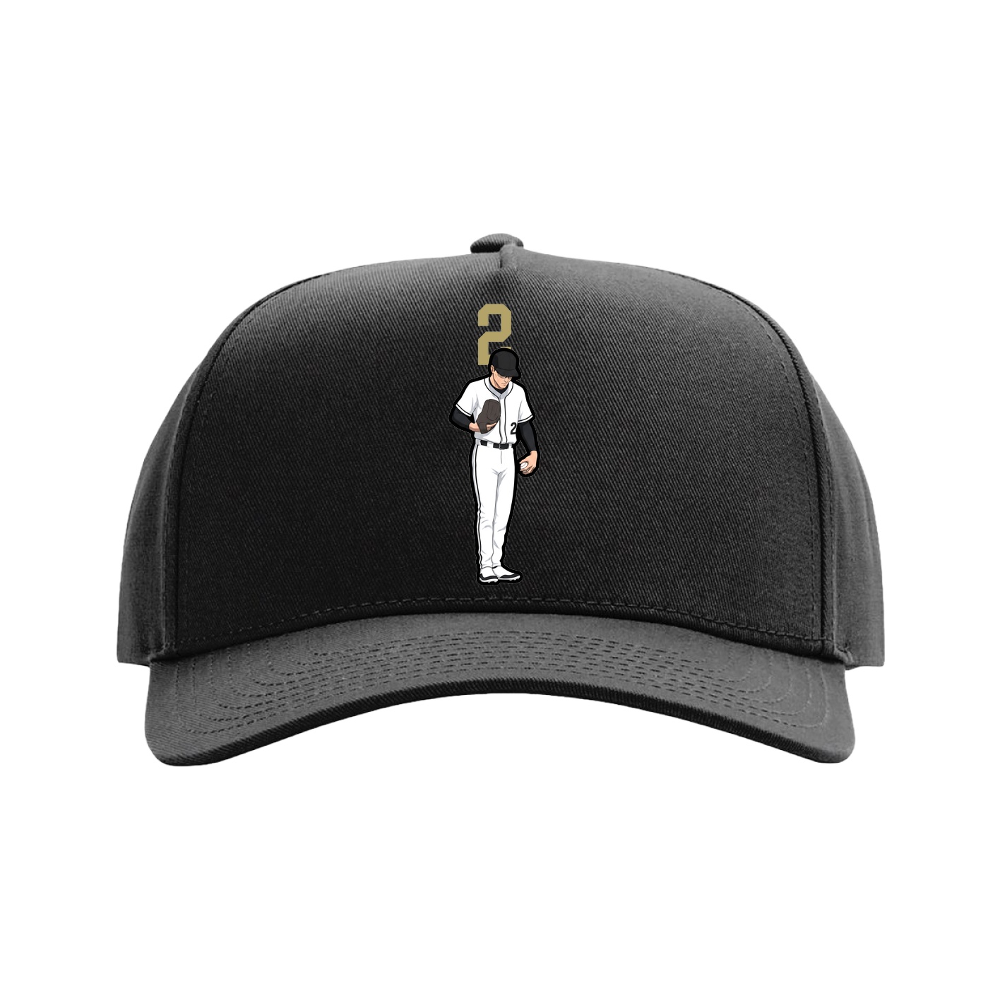 Full Fabric Five-Panel Champ Cap — Number Top in Black