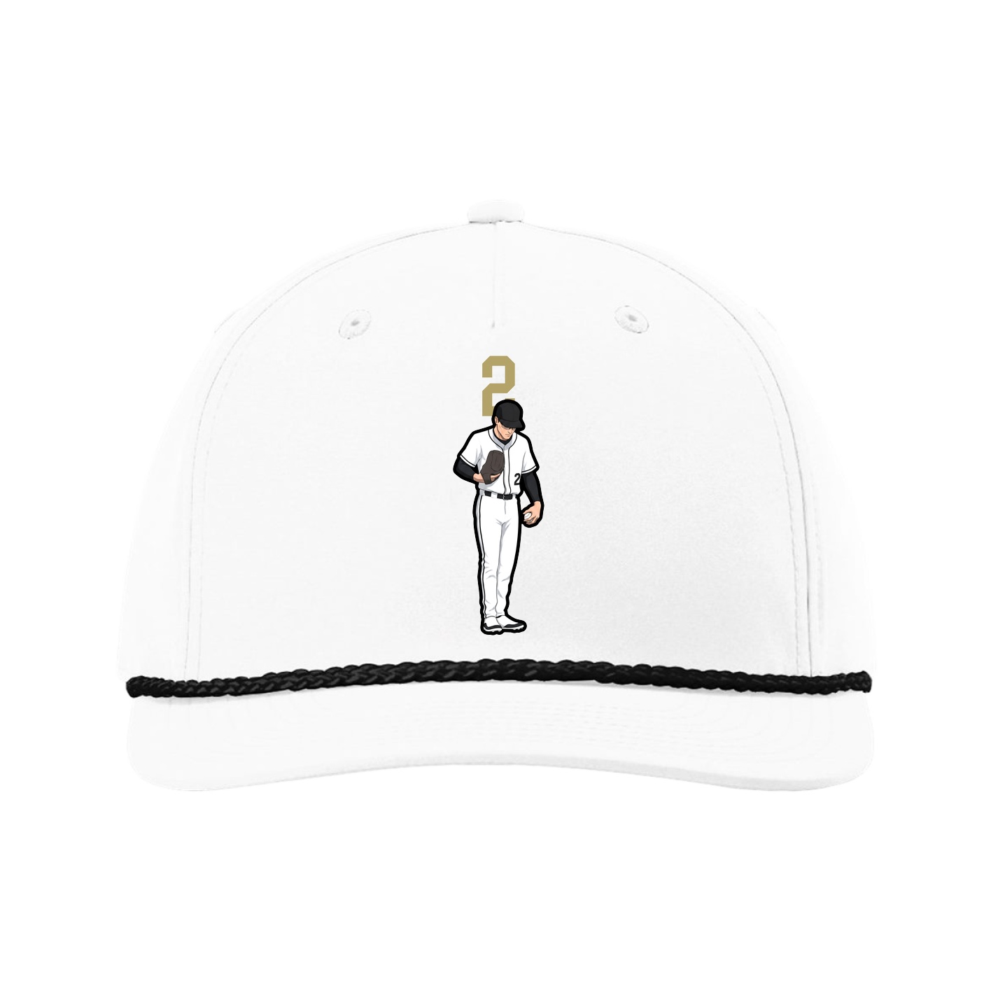 Five-Panel Classic Rope Cap — Number Top in White