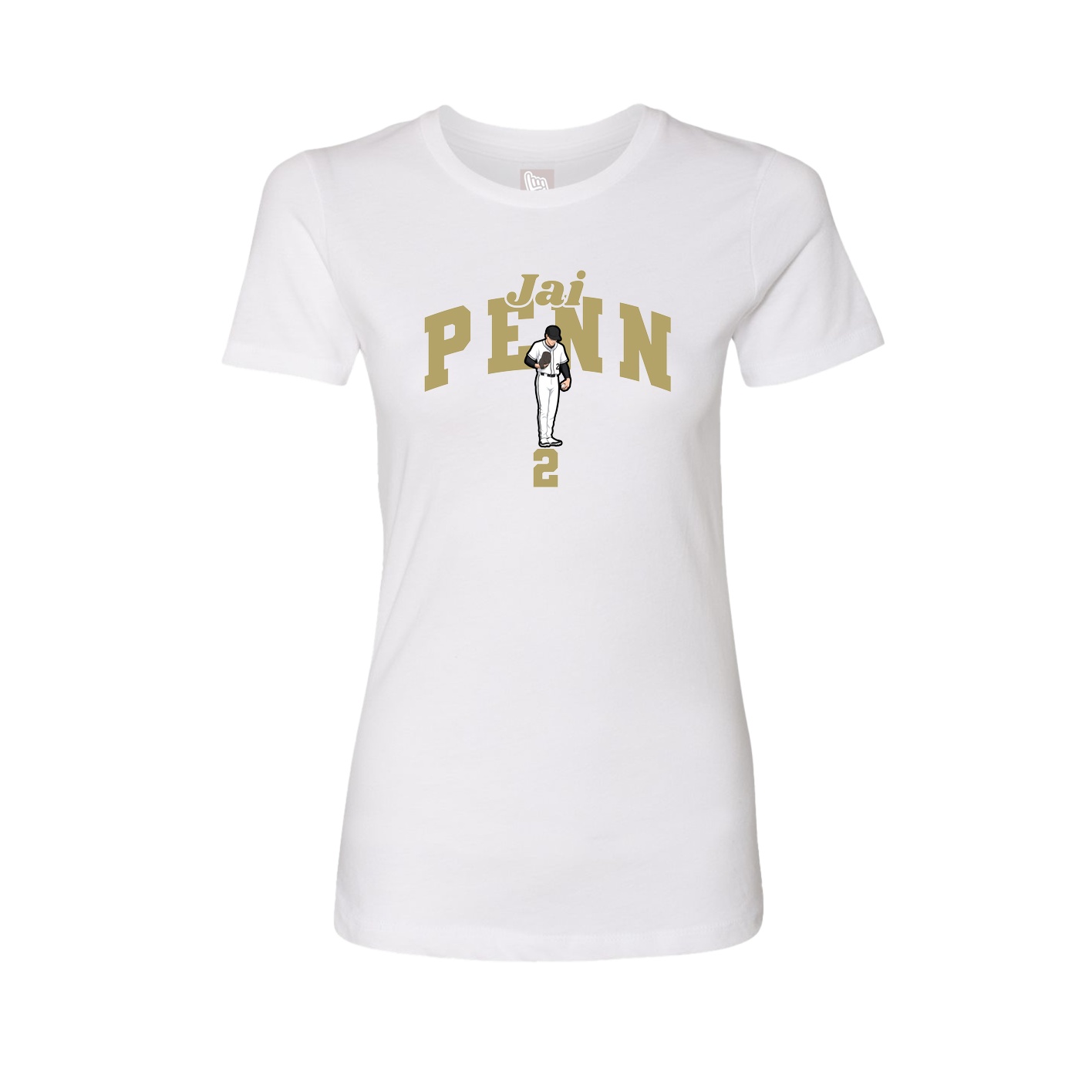 Fitted Women's Tee — Signature Arch in White