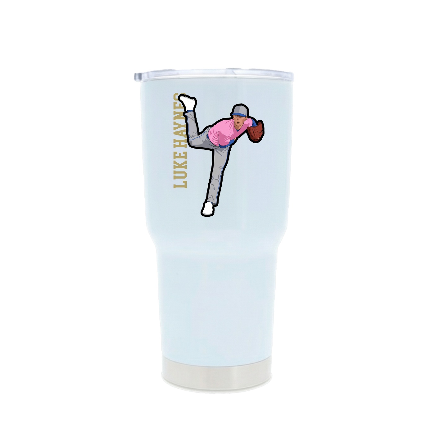 30oz Stainless Steel Tumbler — Name Vertical in White