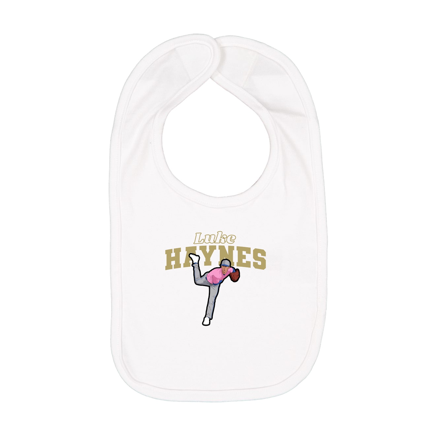 Infant Bib — Name Arch in White