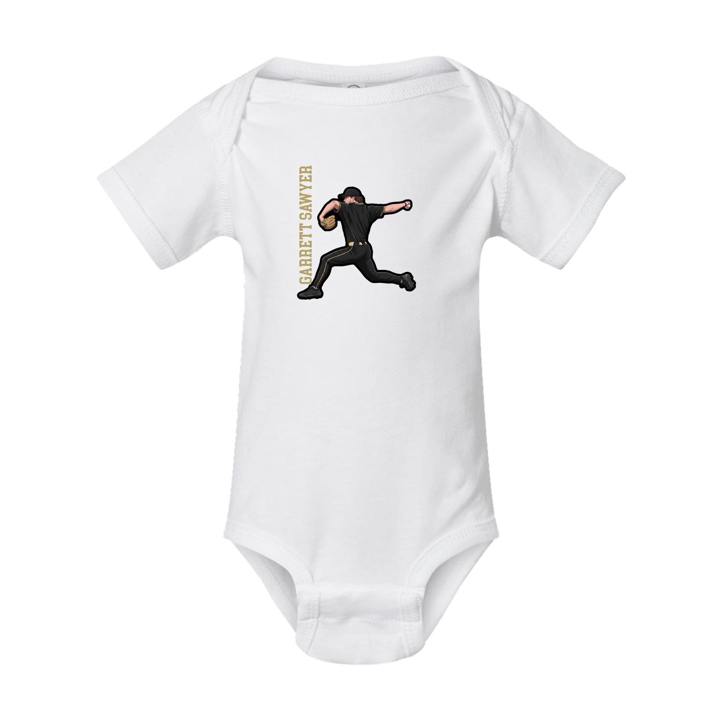 Baby Onesie — Name Vertical in White