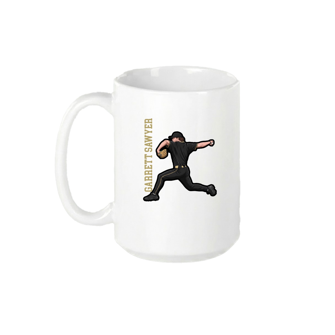 15oz Coffee Mug — Name Vertical in White