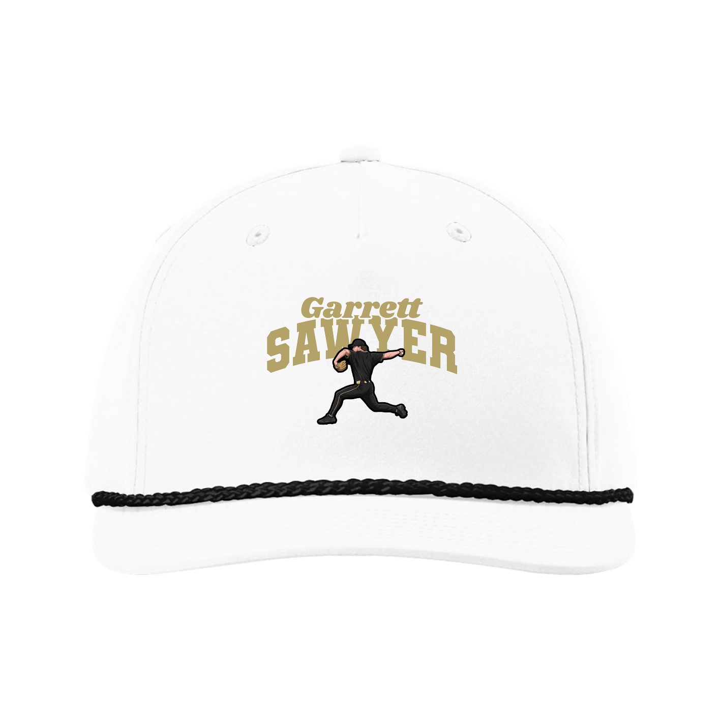 Five-Panel Classic Rope Cap — Signature Arch in White