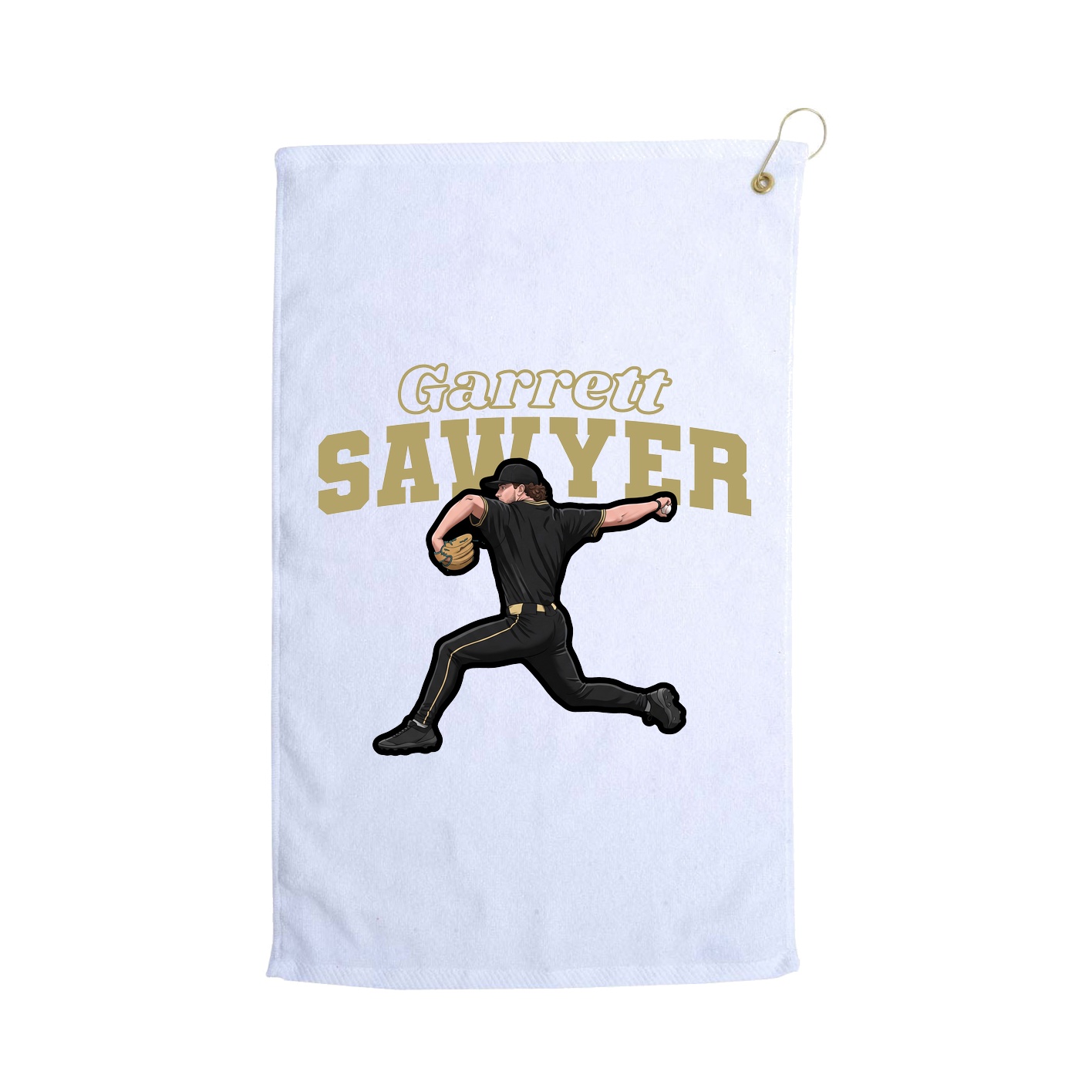 Golf Towel — Name Arch in White