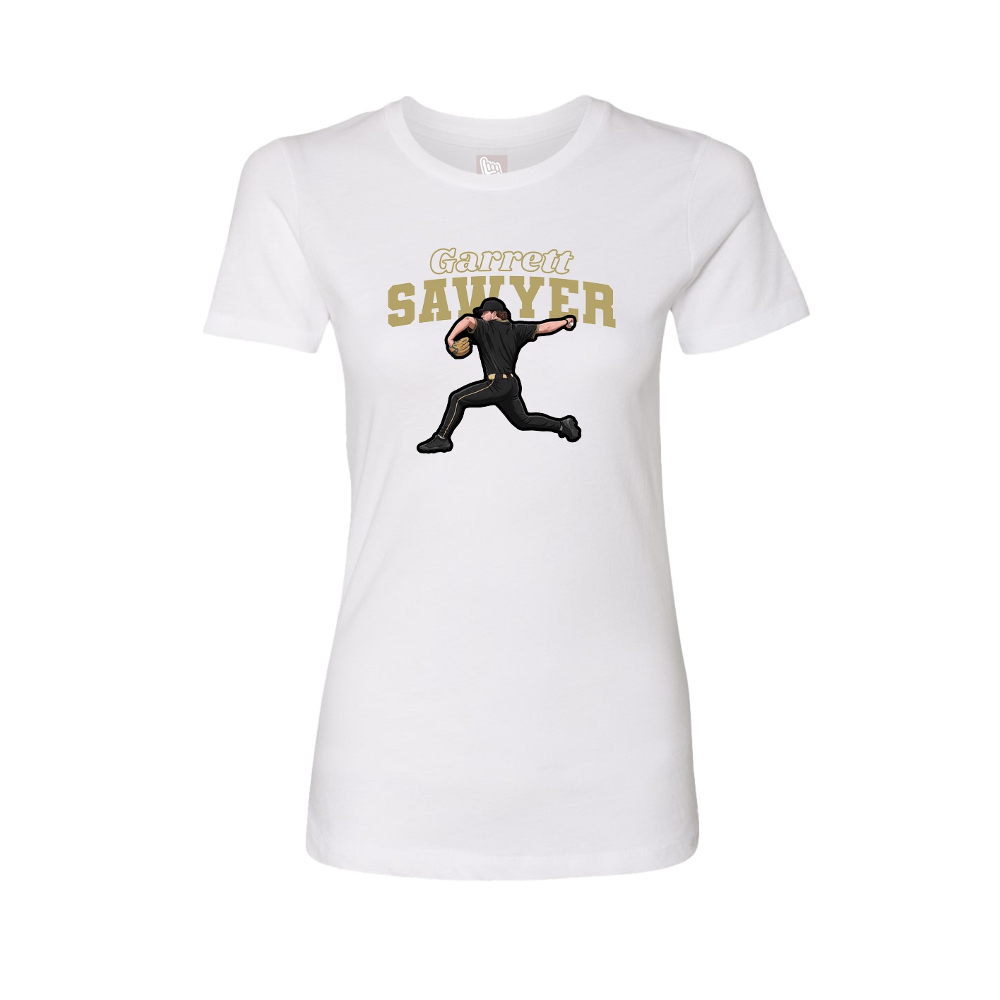 Fitted Women's Tee — Name Arch in White