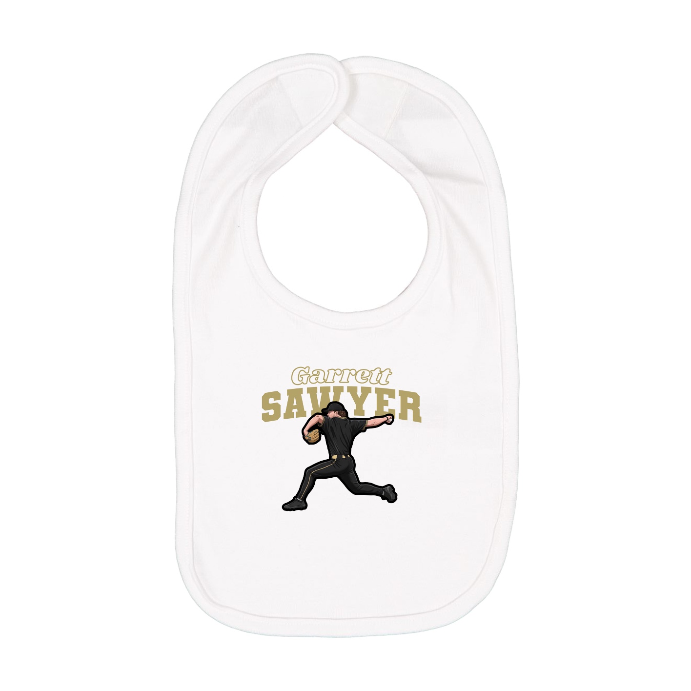 Infant Bib — Name Arch in White