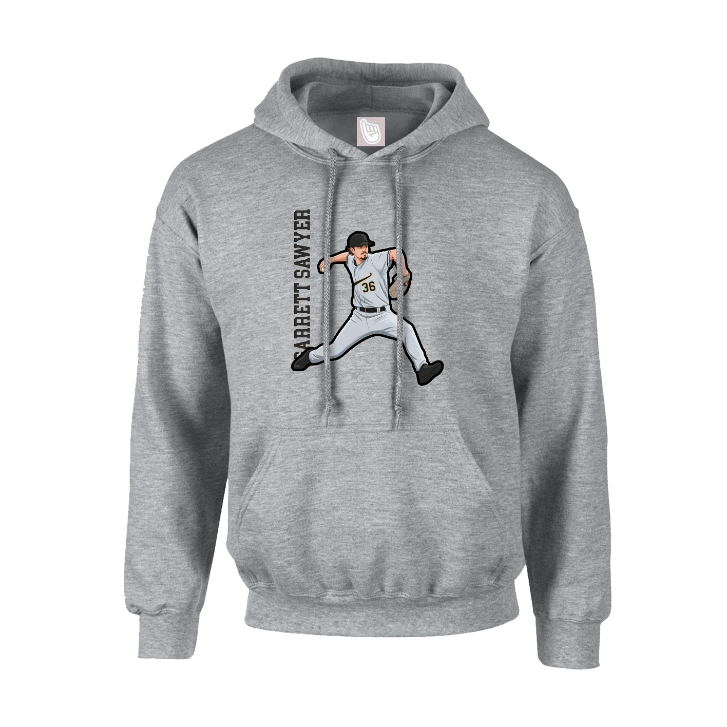 Youth Hoodie — Name Vertical in Grey