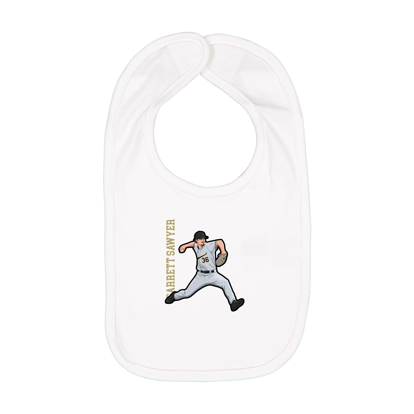 Infant Bib — Name Vertical in White
