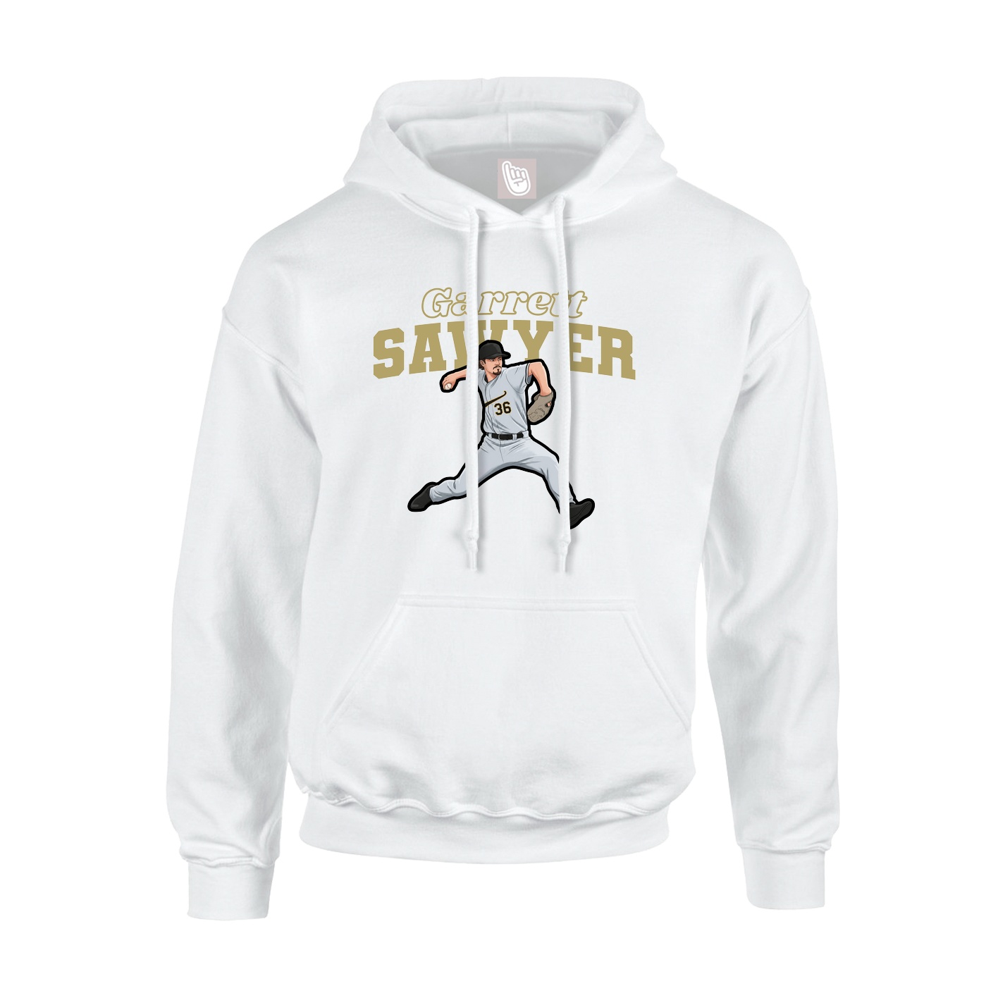 Youth Hoodie — Name Arch in White