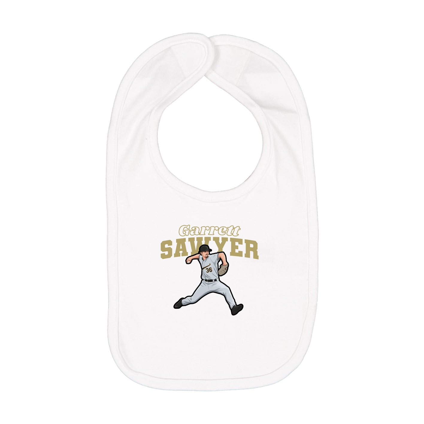 Infant Bib — Name Arch in White