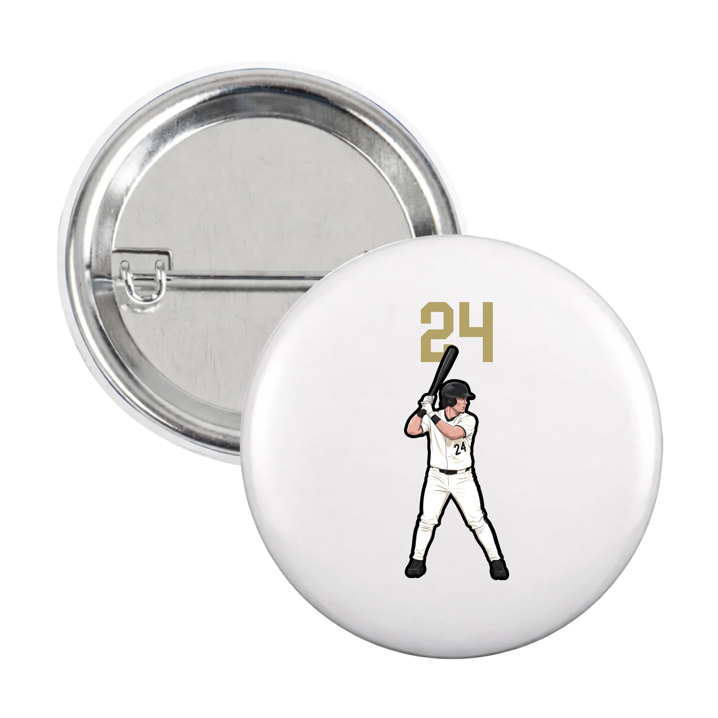 Game Day Button — Number Top in White
