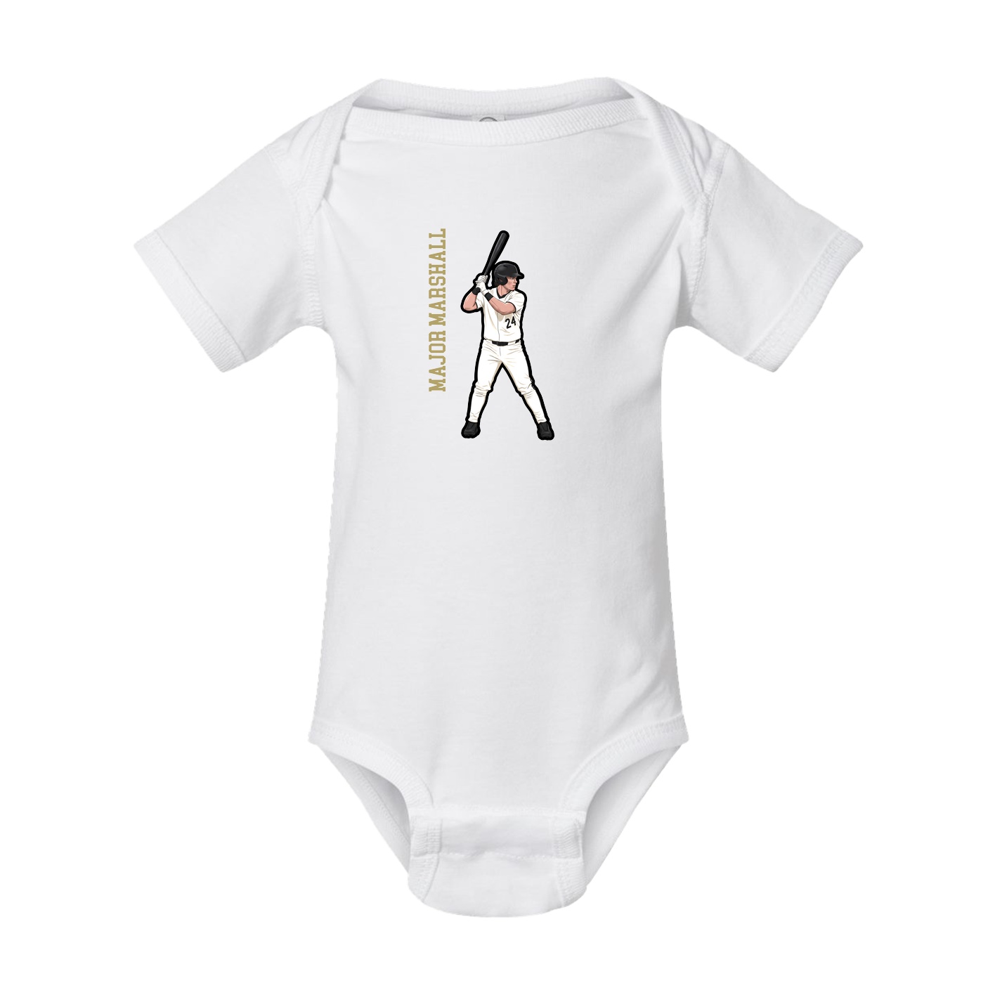Baby Onesie — Name Vertical in White