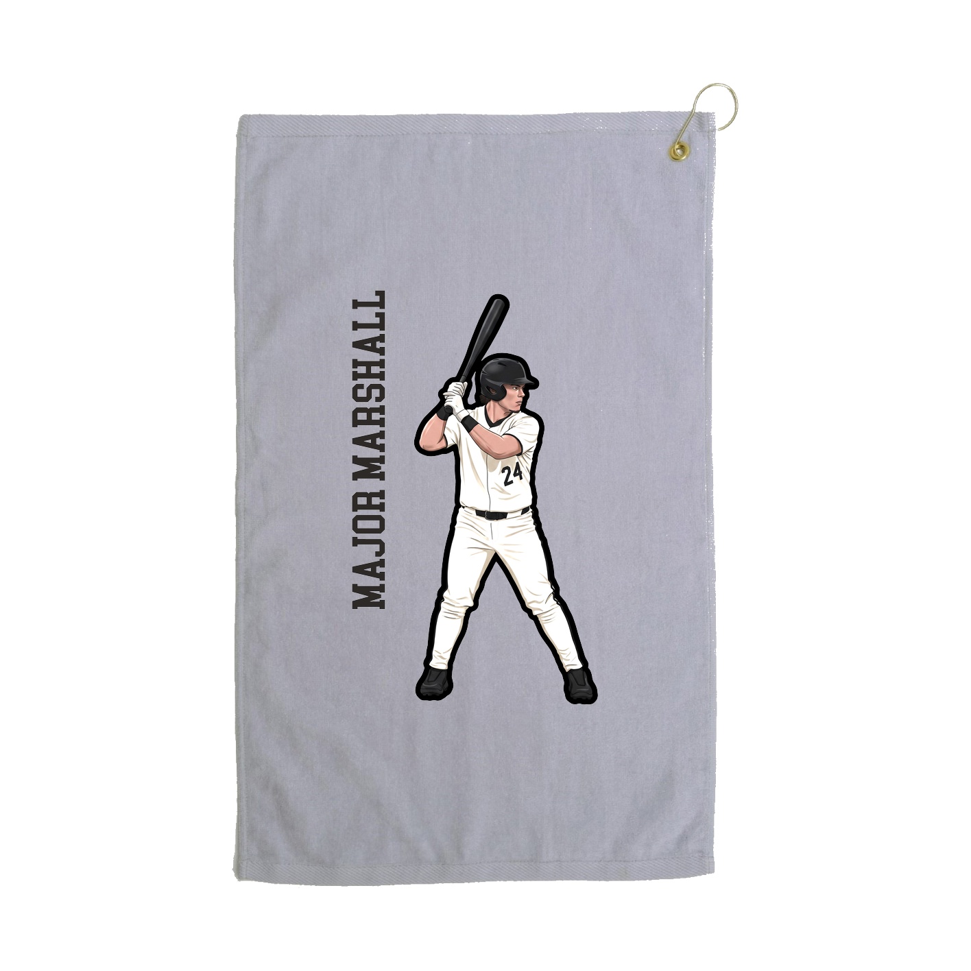 Golf Towel — Name Vertical in Grey
