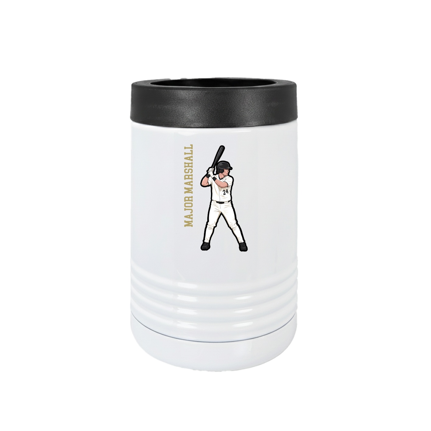Beverage Holder — Name Vertical in White