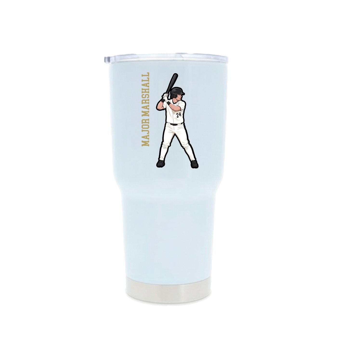 30oz Stainless Steel Tumbler — Name Vertical in White