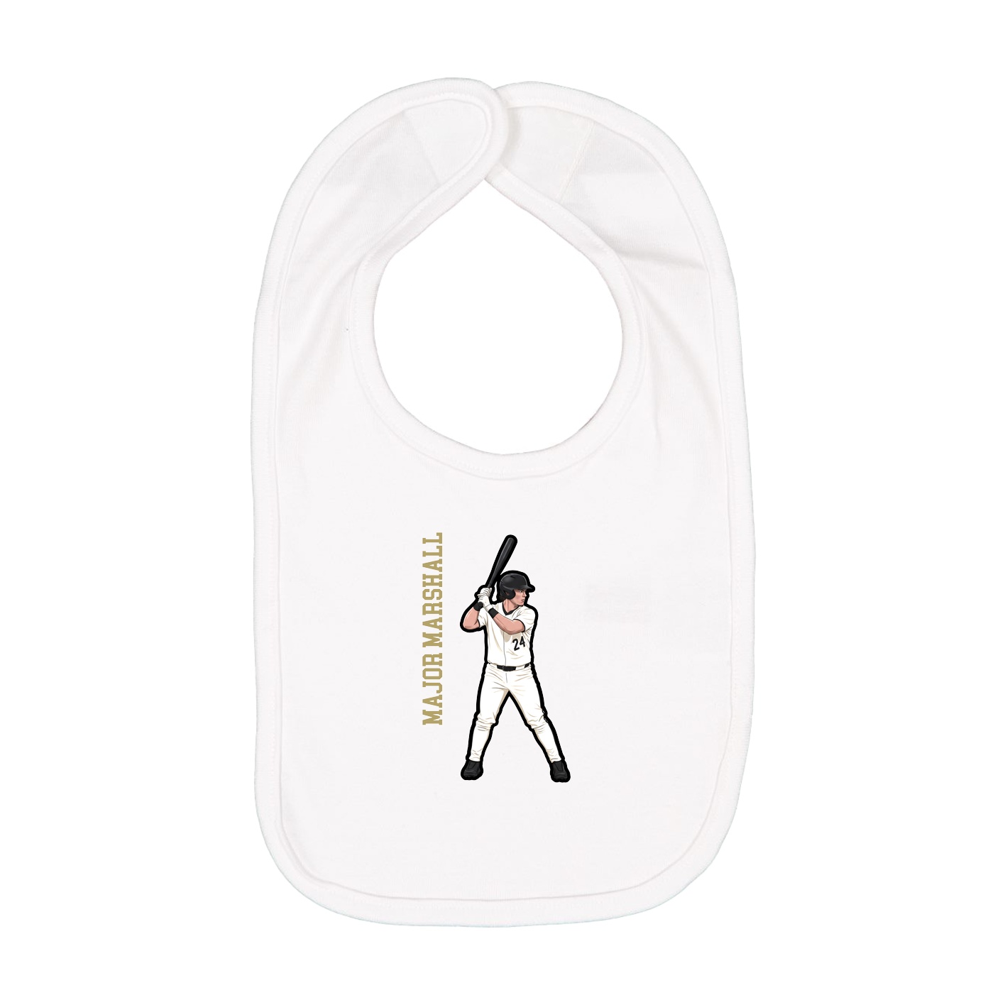 Infant Bib — Name Vertical in White