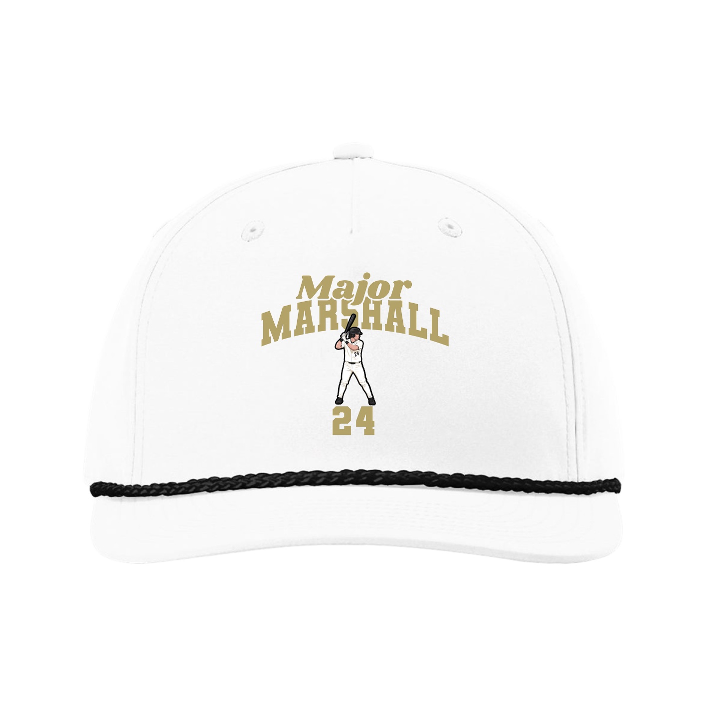 Five-Panel Classic Rope Cap — Signature Arch in White