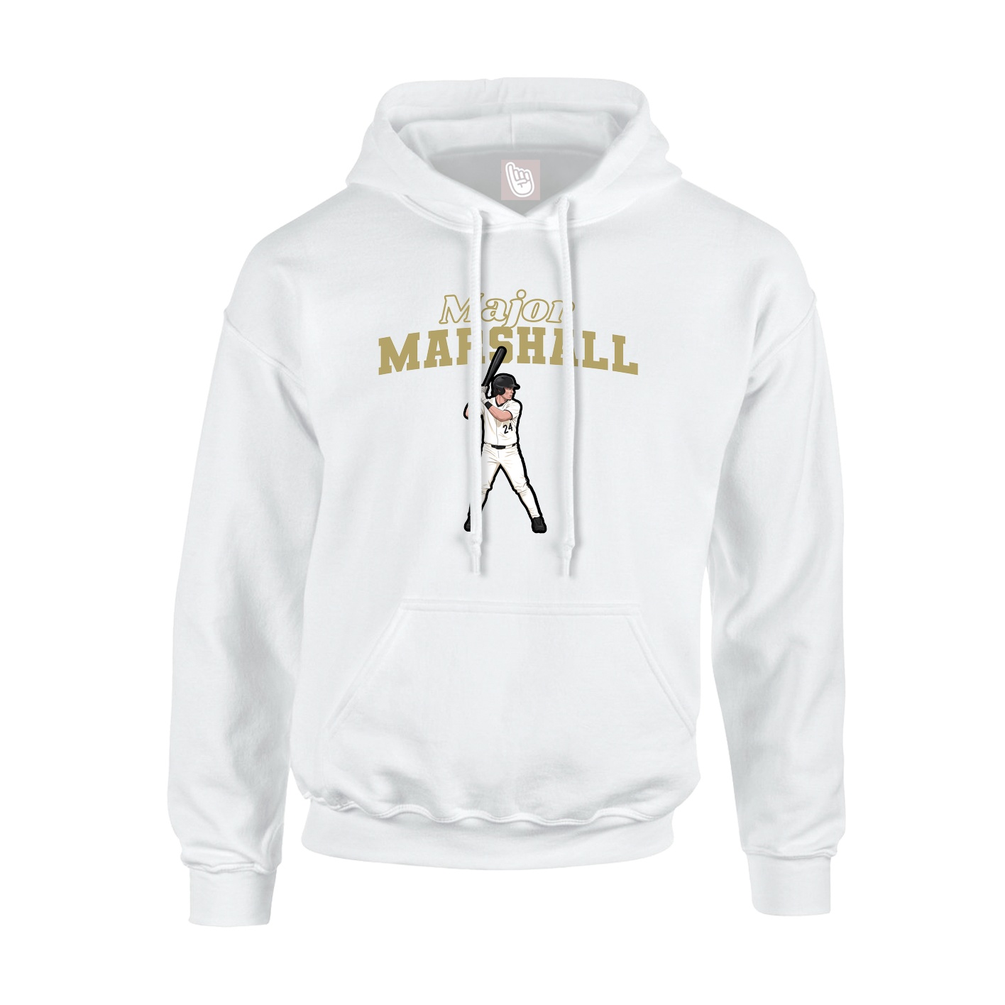 Youth Hoodie — Name Arch in White