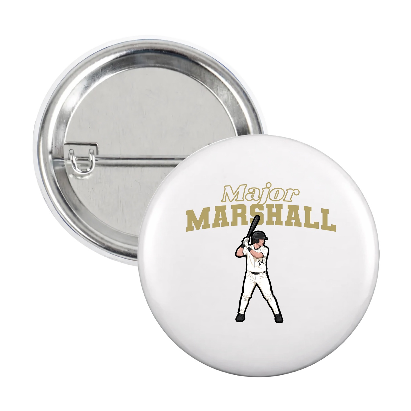Game Day Button — Name Arch in White