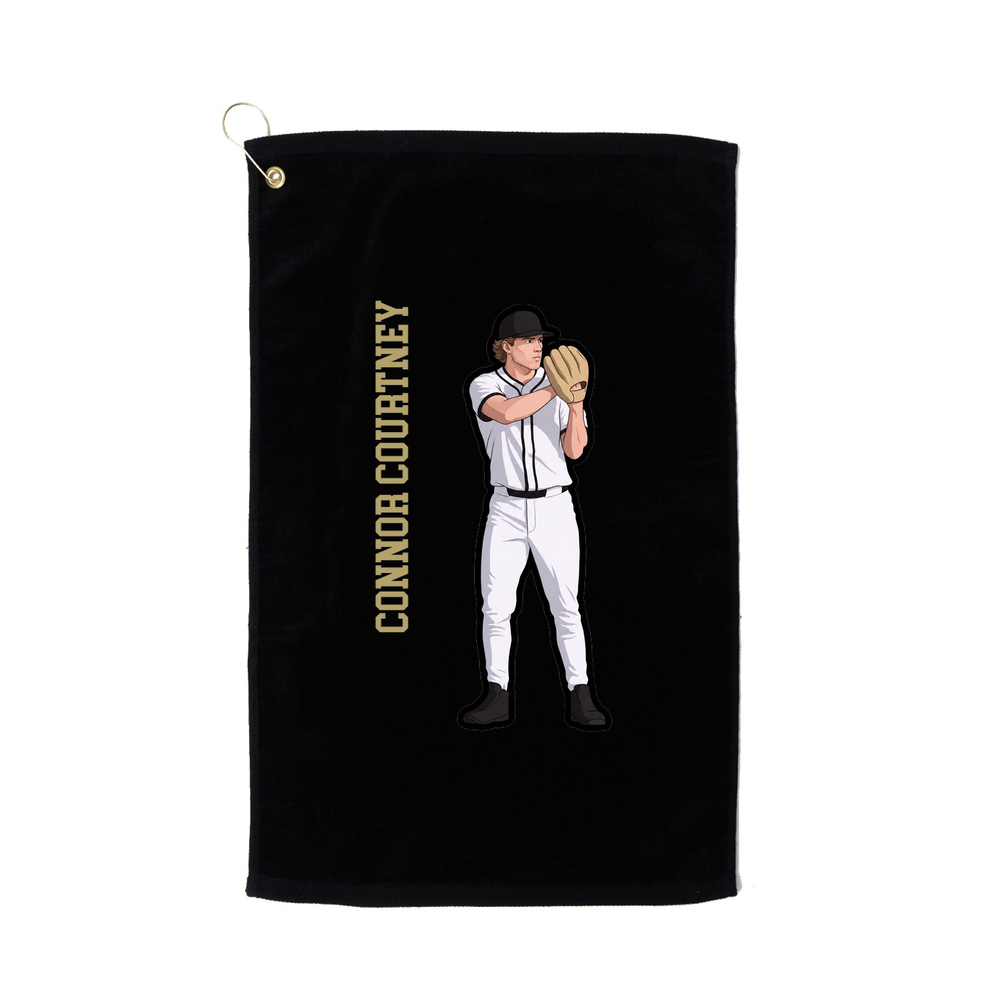 Golf Towel — Name Vertical in Black