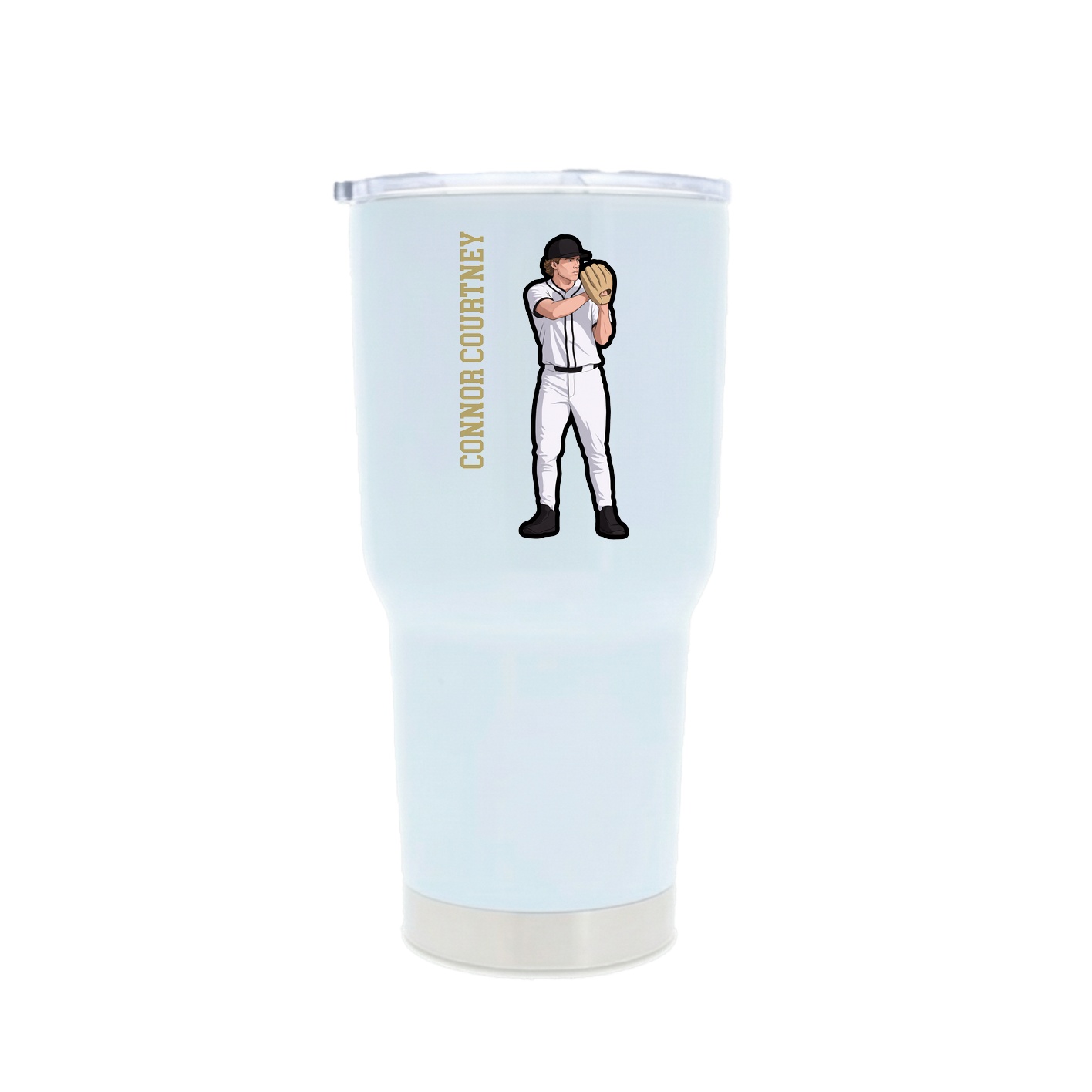 30oz Stainless Steel Tumbler — Name Vertical in White