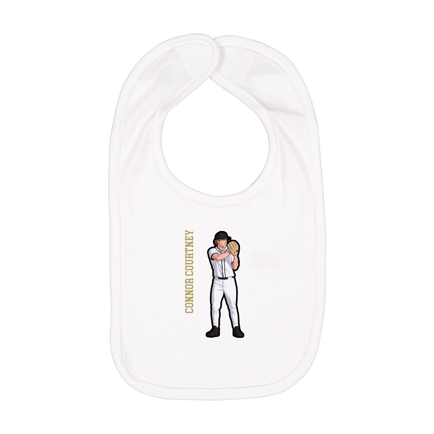 Infant Bib — Name Vertical in White