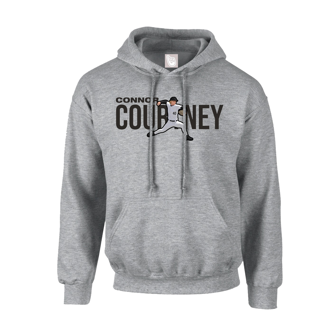 Youth Hoodie — Player Name in Grey