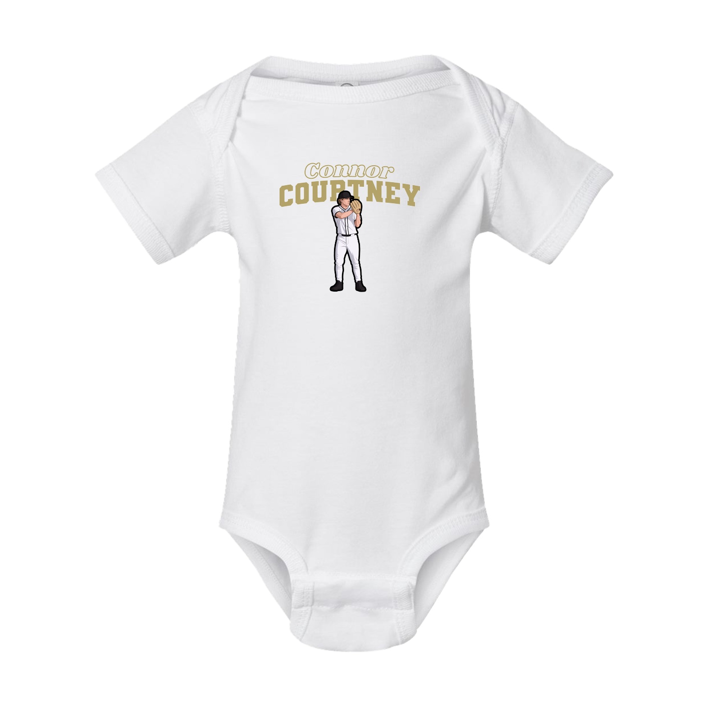 Baby Onesie — Name Arch in White