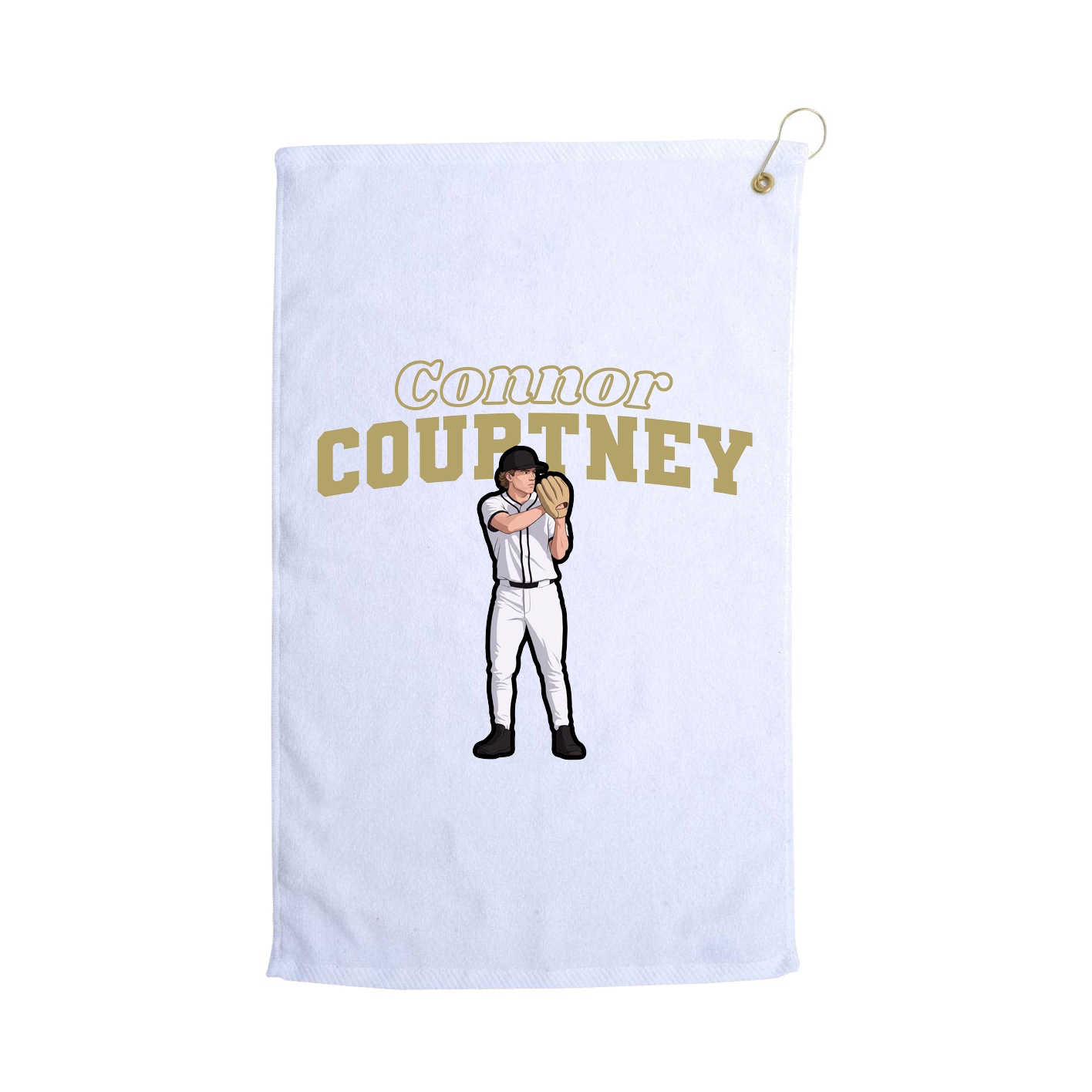 Golf Towel — Name Arch in White